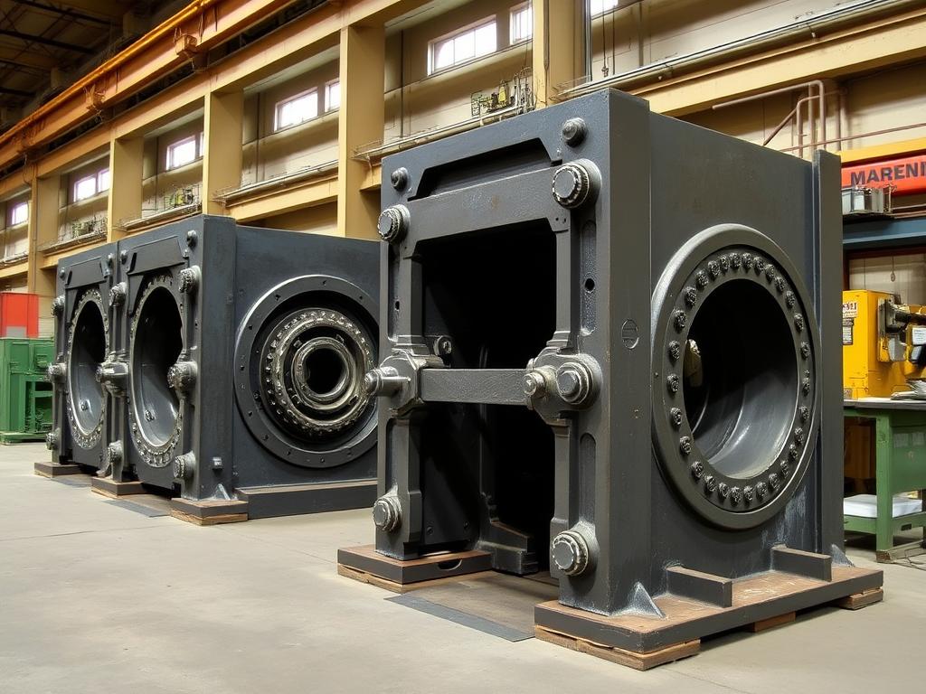 Heavy machinery bases and frames made from custom cast iron