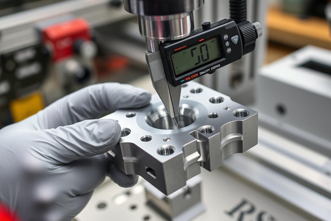 Quality inspection of custom aluminum parts at Richconn's facility